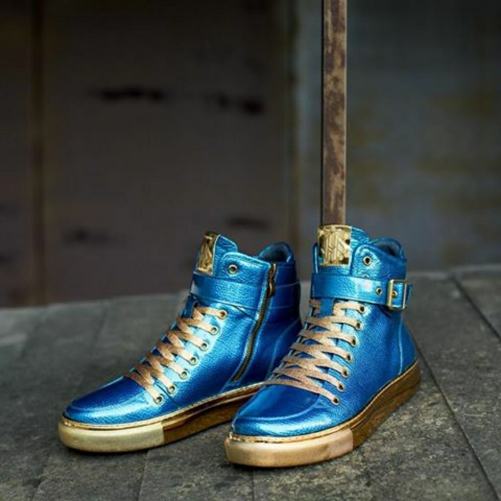 Jump Blue Patent Sullivan 24k High Top Sneakers